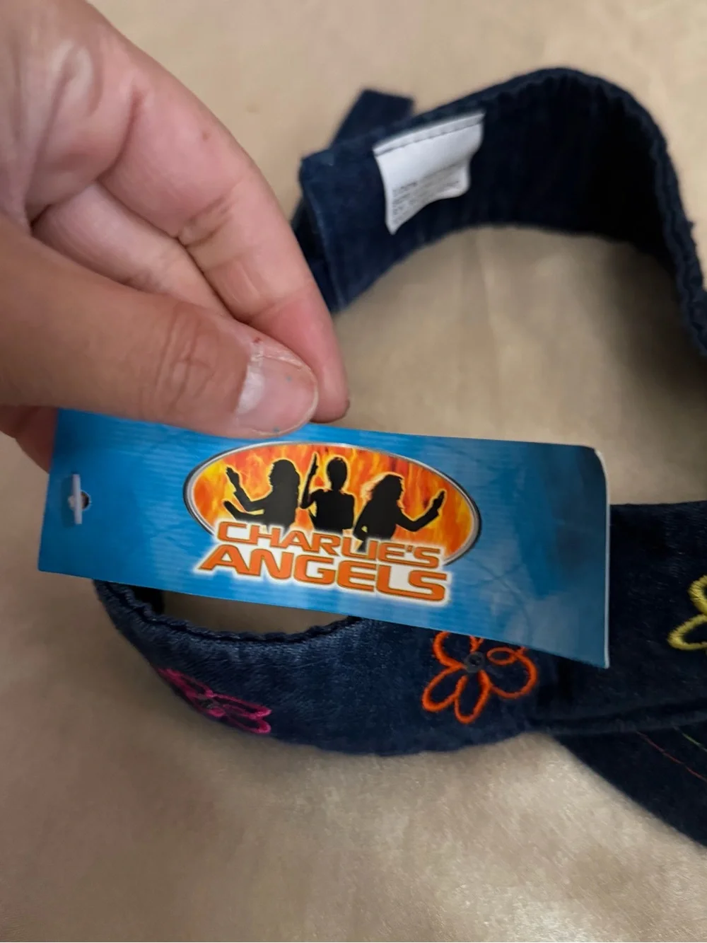 Vintage 2000 Charlie's Angels Denim Visor Deadstock NWT Y2K Floral girls 55cm